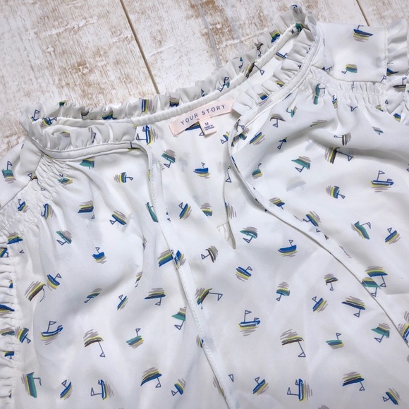 Your Story Stitchfix Sailboat Nautical Ruffle Tank - Picture 5 of 5